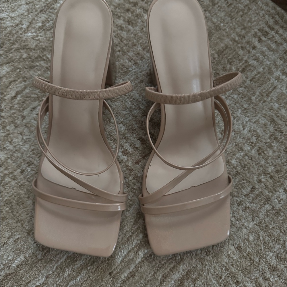 SHEIN Strappy Nude Heels